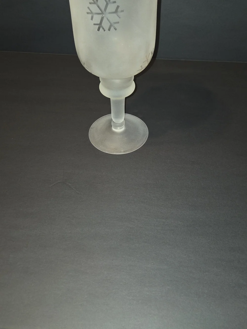 Frosted Glass Holiday Hurricane Vase with Snowflakes